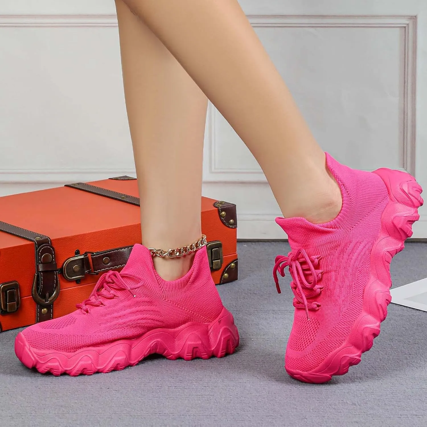 Orthopedic Sneakers for Women Breathable Mesh Nurse Babe Shoes Lightweight Low-Cut Knitted Socks Shoe Summer Non Slip Lace-Up Work Jogging Sneaker with Arch Support Soft Comfy Cushion