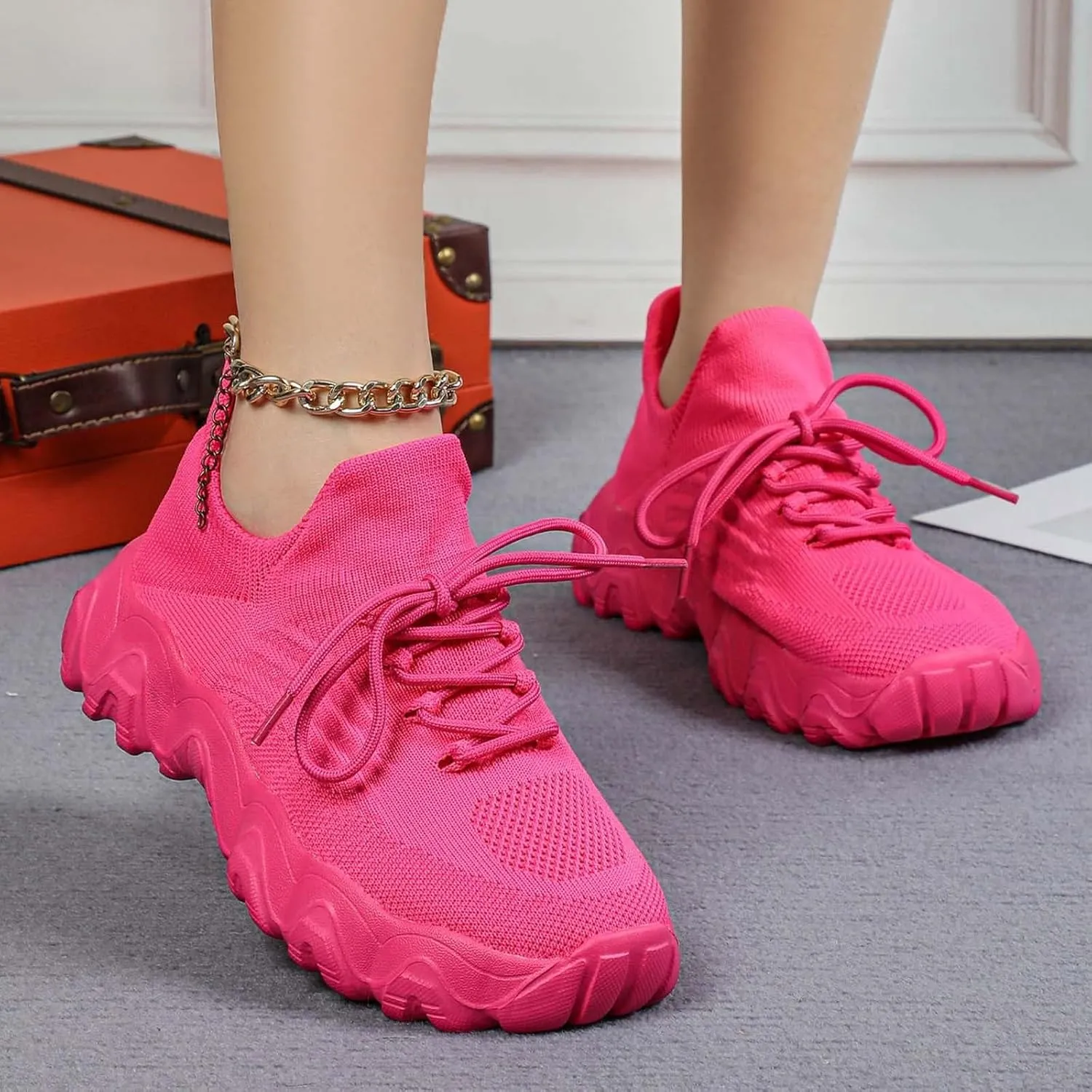 Orthopedic Sneakers for Women Breathable Mesh Nurse Babe Shoes Lightweight Low-Cut Knitted Socks Shoe Summer Non Slip Lace-Up Work Jogging Sneaker with Arch Support Soft Comfy Cushion
